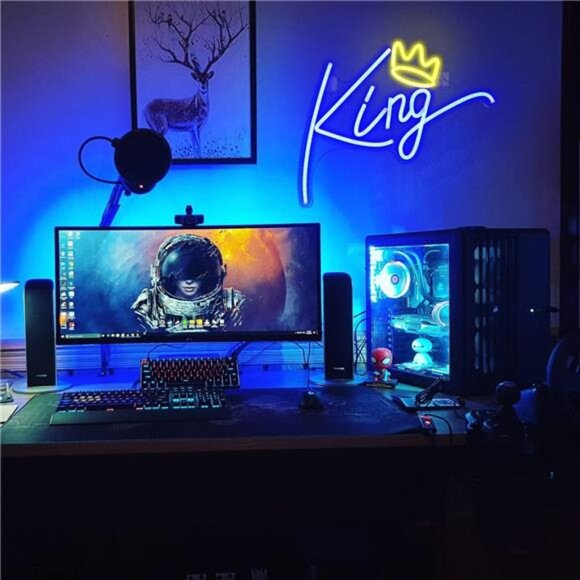 Sign Blue Letters Led Neon Light Pink Crown Led Neon Signs - Picture 6 of 7